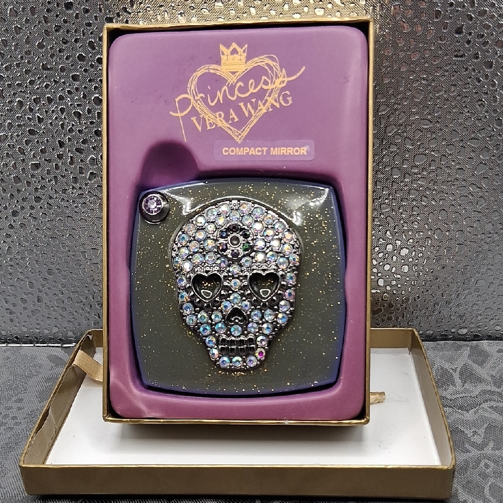 Princess Vera Wang Glitter Skull Compact Mirror